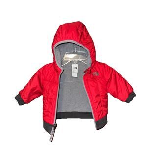 The North Face Reversible Jacket Infants 3-6M Jacket Red Gray Boys Excellent Con